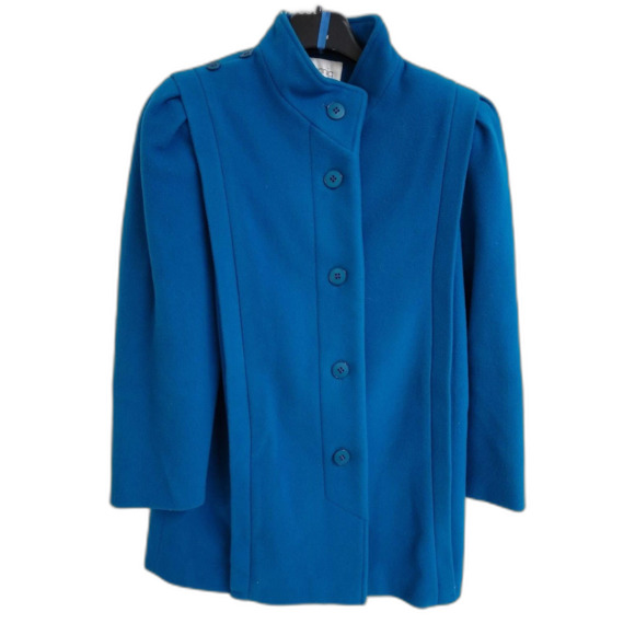 Vintage R Hennig Blue Button Up 100% Wool Pea Coat / Jacket Women's Size 8 - Picture 1 of 6